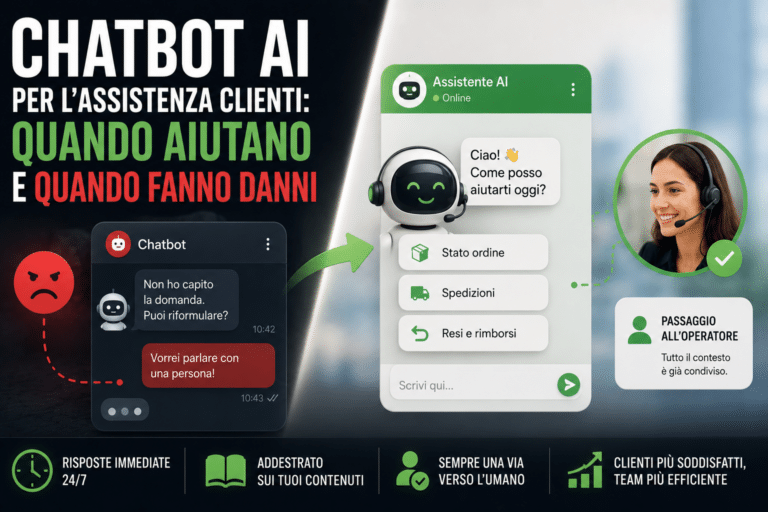 Chatbot AI per l'assistenza clienti: quando aiutano e quando fanno danni